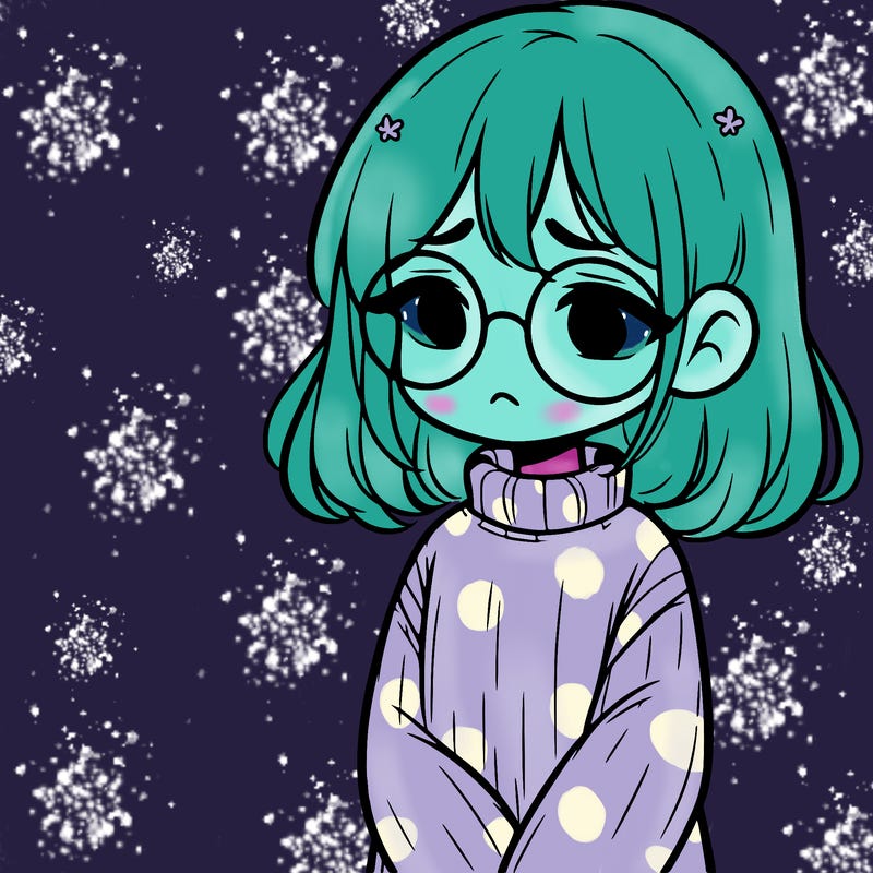 sad girl with glasses in a sweater