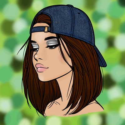 realistic  girl with a backwards hat