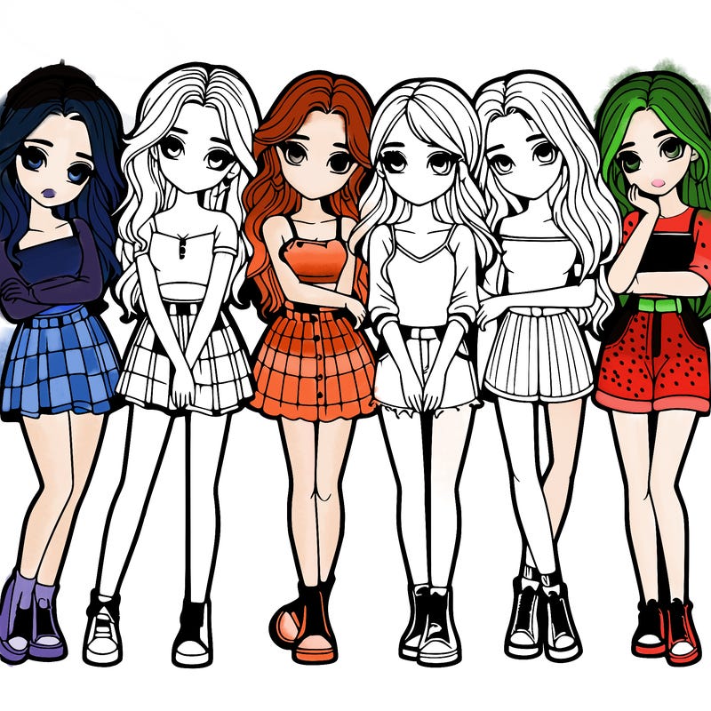 a group of girls realistic