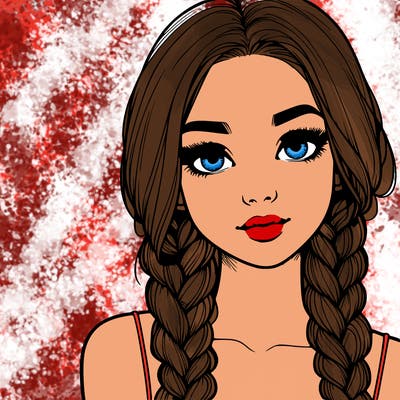 realistic girl with braids