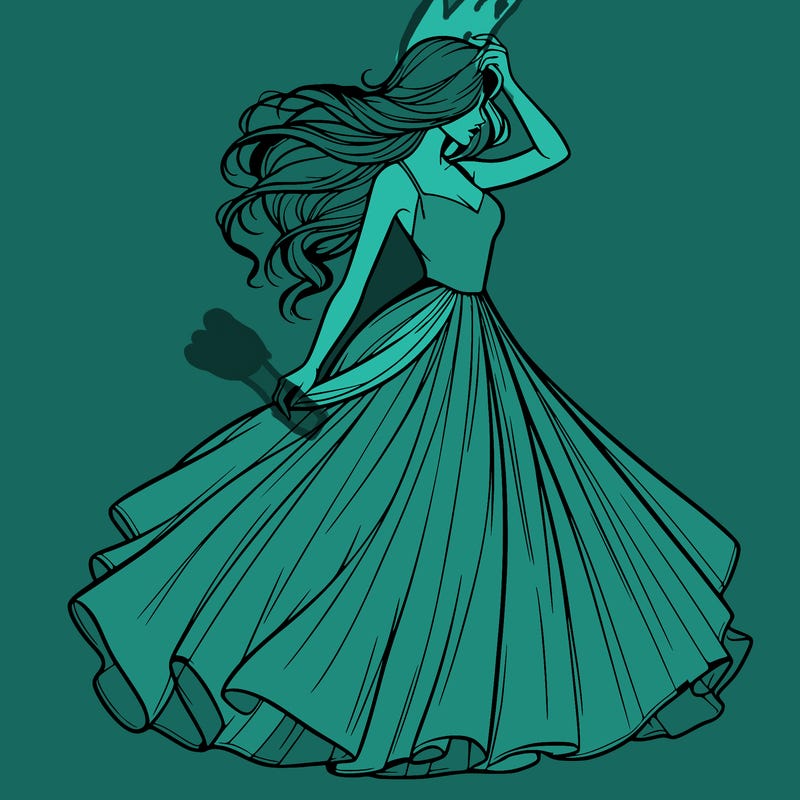 realistic woman with dress flowing in the wind