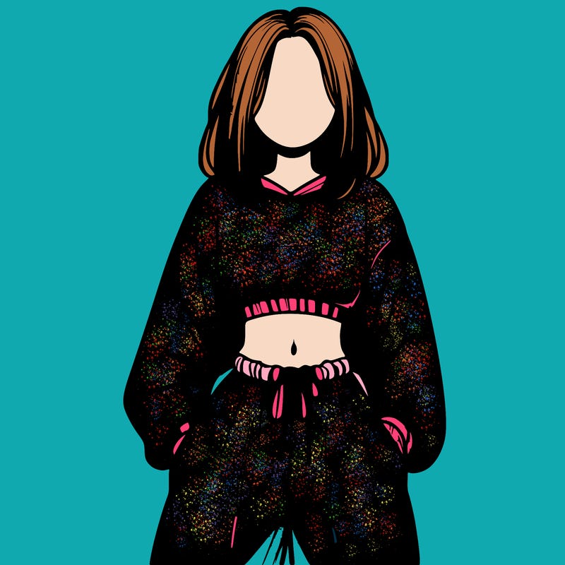 realistic girl faceless with baggy pants and a crop top