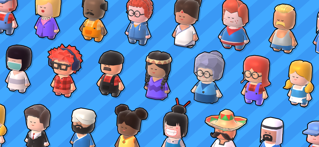 Mega Store: Supermarket Game - A collection of diverse and customizable avatars for the Mega Store mobile game.