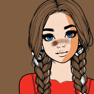 realistic girl with braids