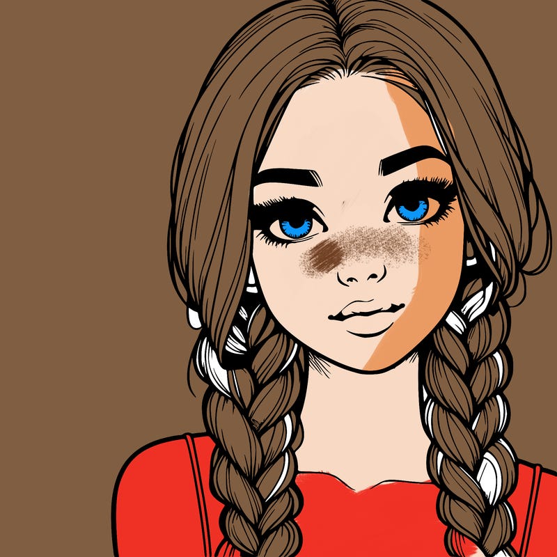 realistic girl with braids