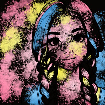 realistic girl with braids