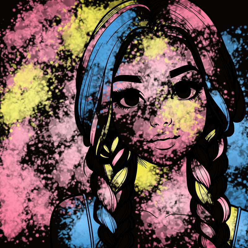 realistic girl with braids