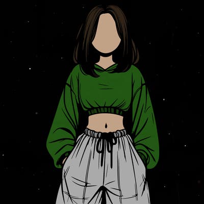 realistic girl faceless with baggy pants and a crop top