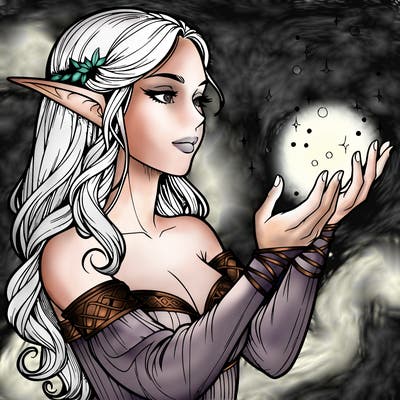 realistic elf girl doing magic