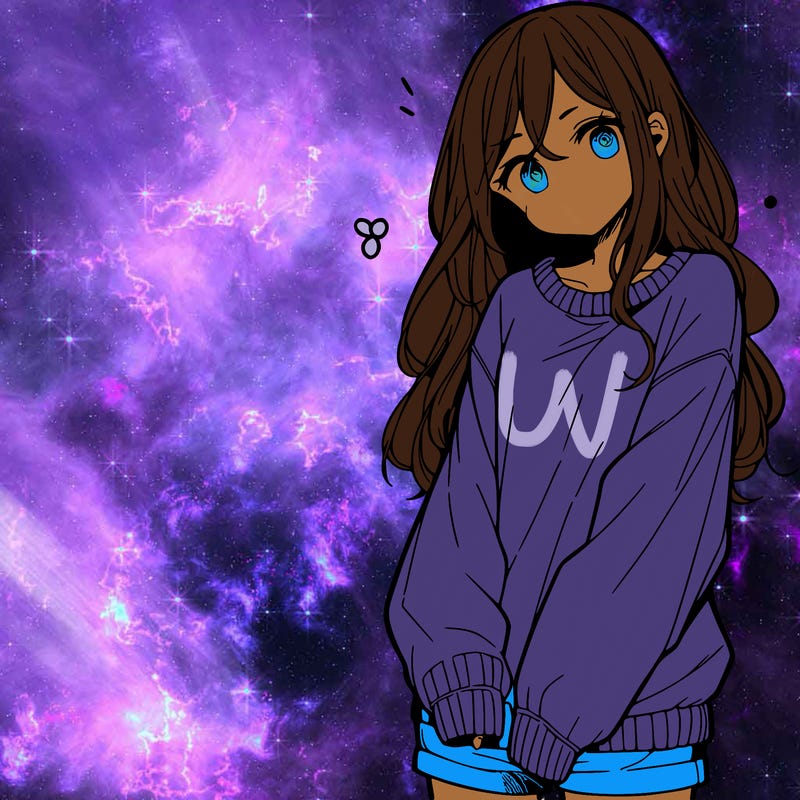 manga teen girl  in a sweater and baggy pants