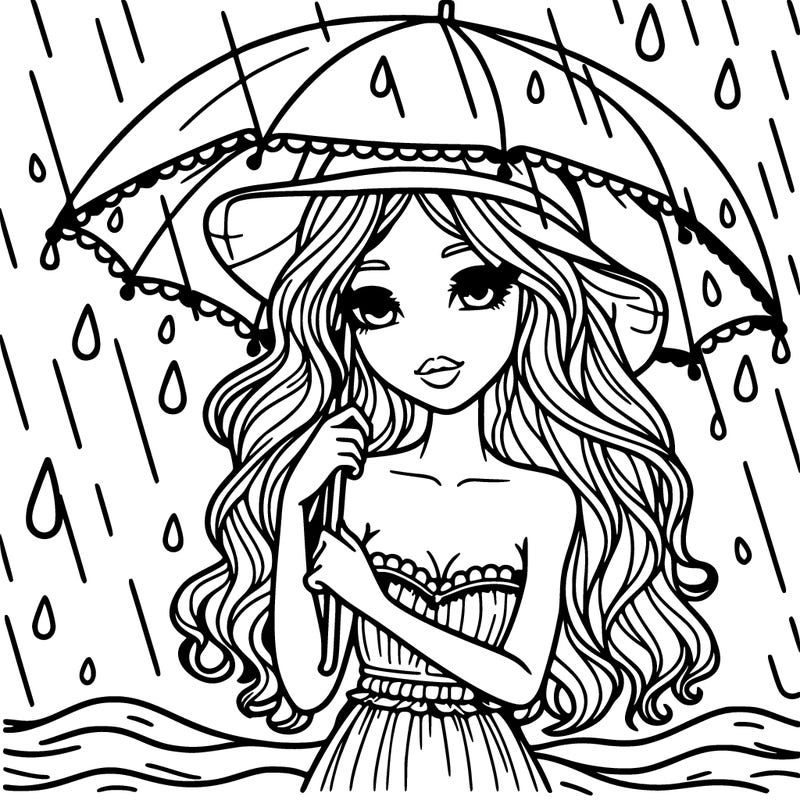 beautiful woman standing in the rain