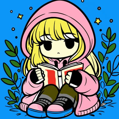 girl in oversized hoodie reading a book