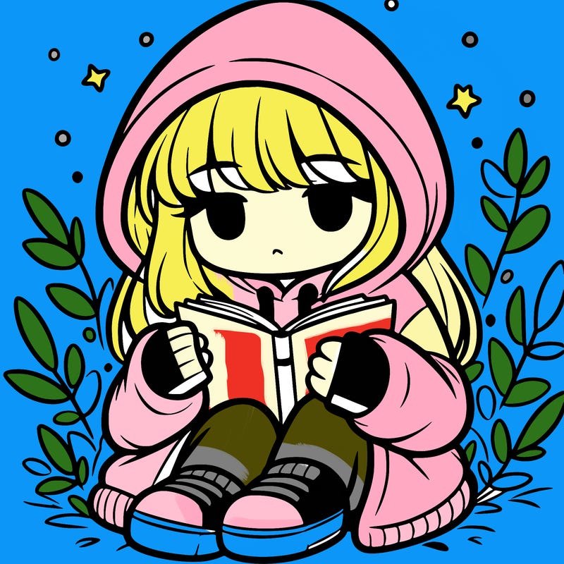 girl in oversized hoodie reading a book