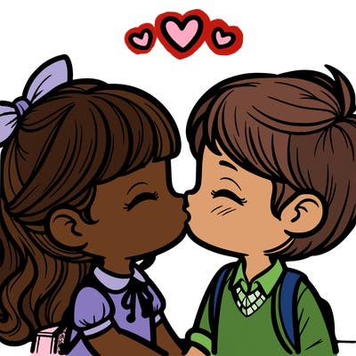 boy and girl kissing