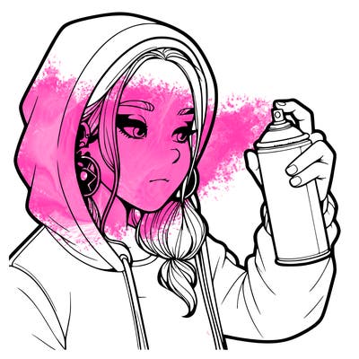 a realistic girl, spray painting