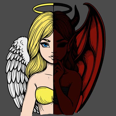 realistic angel half demon