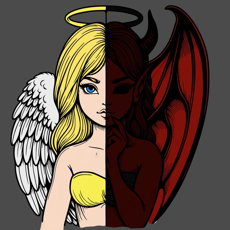 realistic angel half demon