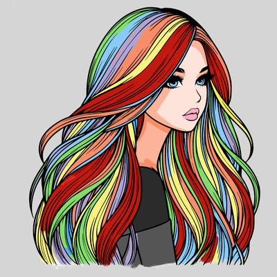 realistic girl with long realistic hair