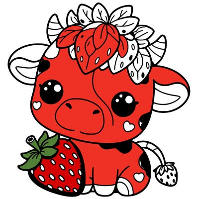 cute strawberry cow