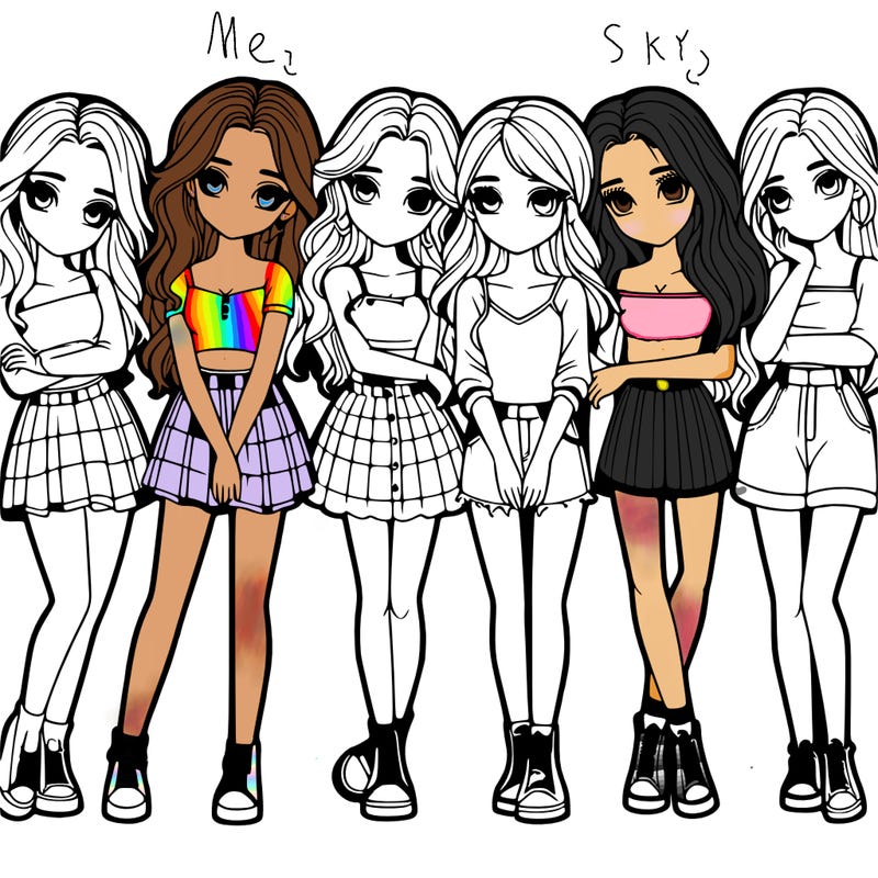 a group of girls realistic