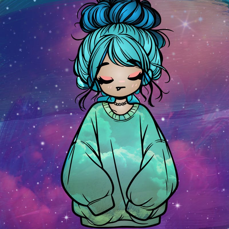 girl with baggy sweatshirt and messy bun