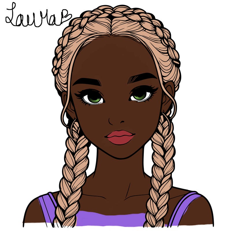 realistic girl with braids