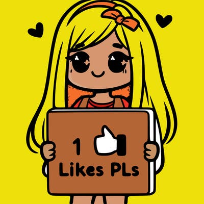 girl holding a sign saying 10 likes pls