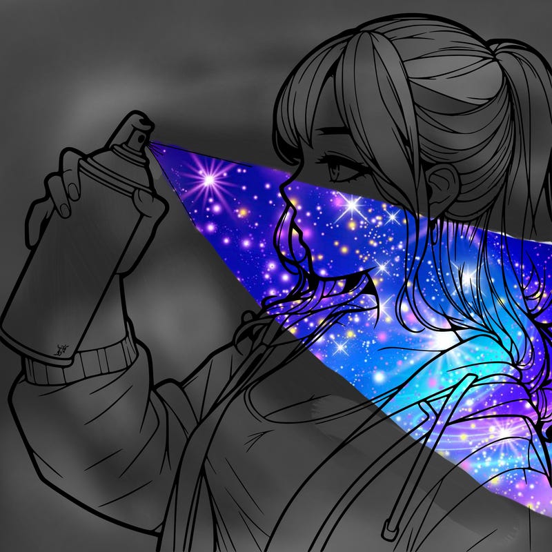 a realistic girl spray, painting