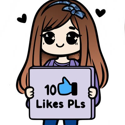 girl holding a sign saying 10 likes pls