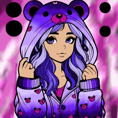 realistic girl in a animal pjs hoodie