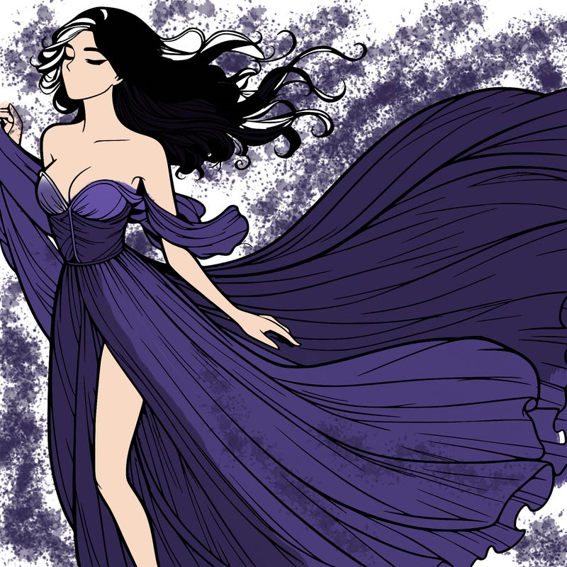 realistic woman in dress flowing the the wind