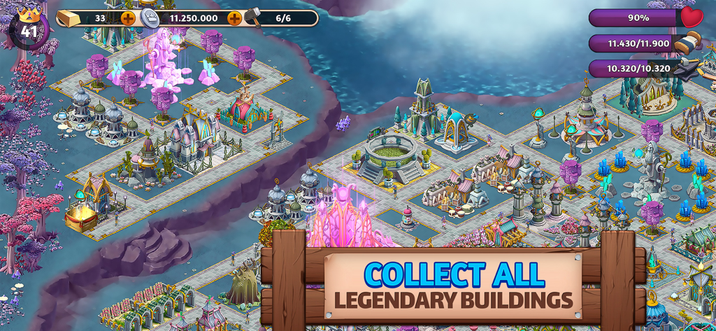 Fantasy Island: Sim Adventure - Eine magische Fantasy-Stadt mit legendären Gebäuden in Fantasy Island Sim Adventure.