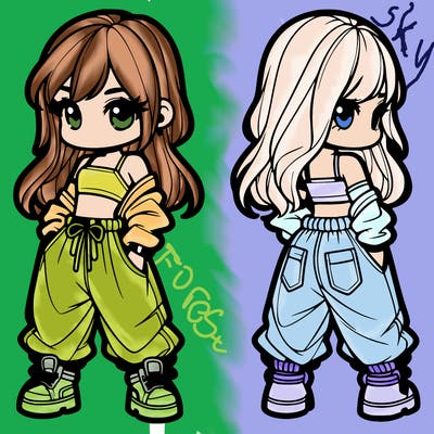 girl in crop top and baggy pants