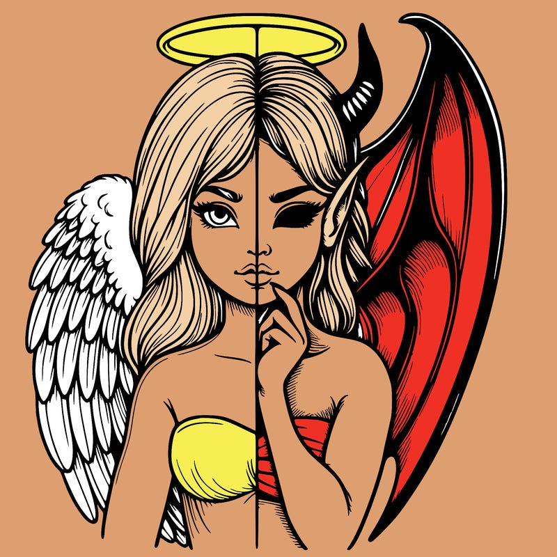 realistic angel half demon