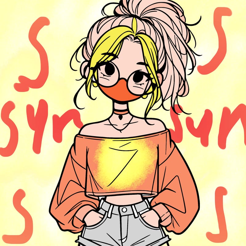 girl with a messy ponytail glasses a baggy crop top and jean shorts