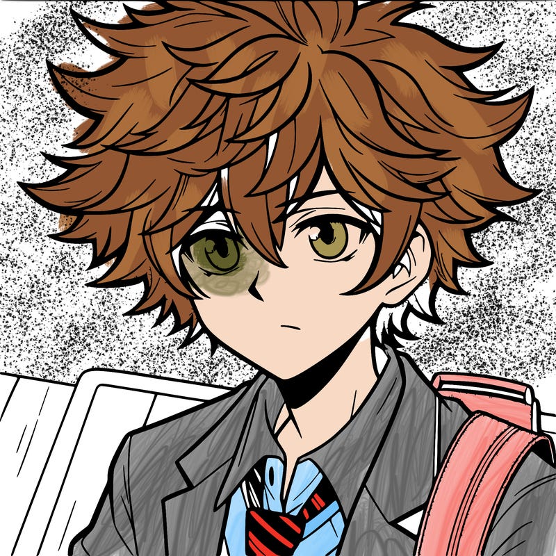 manga character boy with large hair