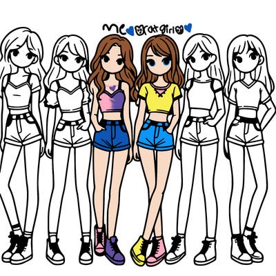 a group of girls wearing crop tops and shorts