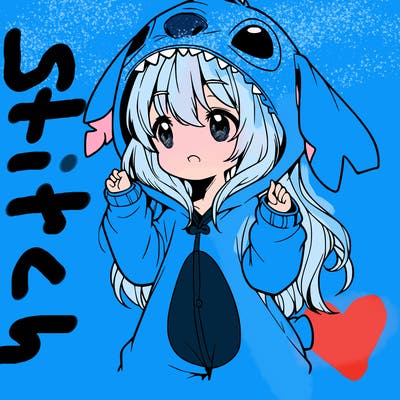 anime girl in a stitch onsie