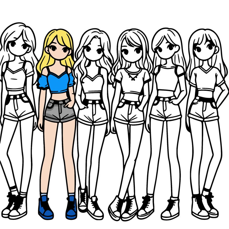 a group of girls wearing crop tops and shorts