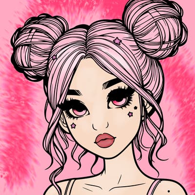 realistic girl with space buns