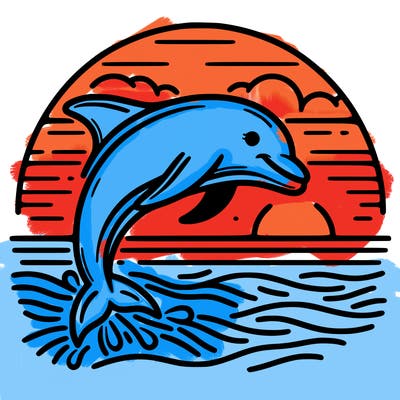 dolphin in a sunset