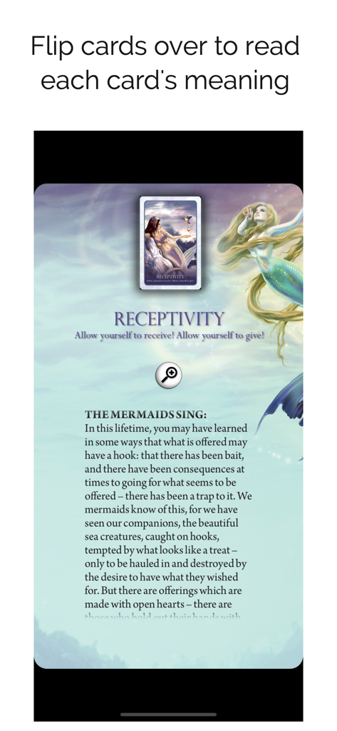 Oracle of the Mermaids - Oracle of the Mermaids app screen displaying the receptivity card and its detailed meaning