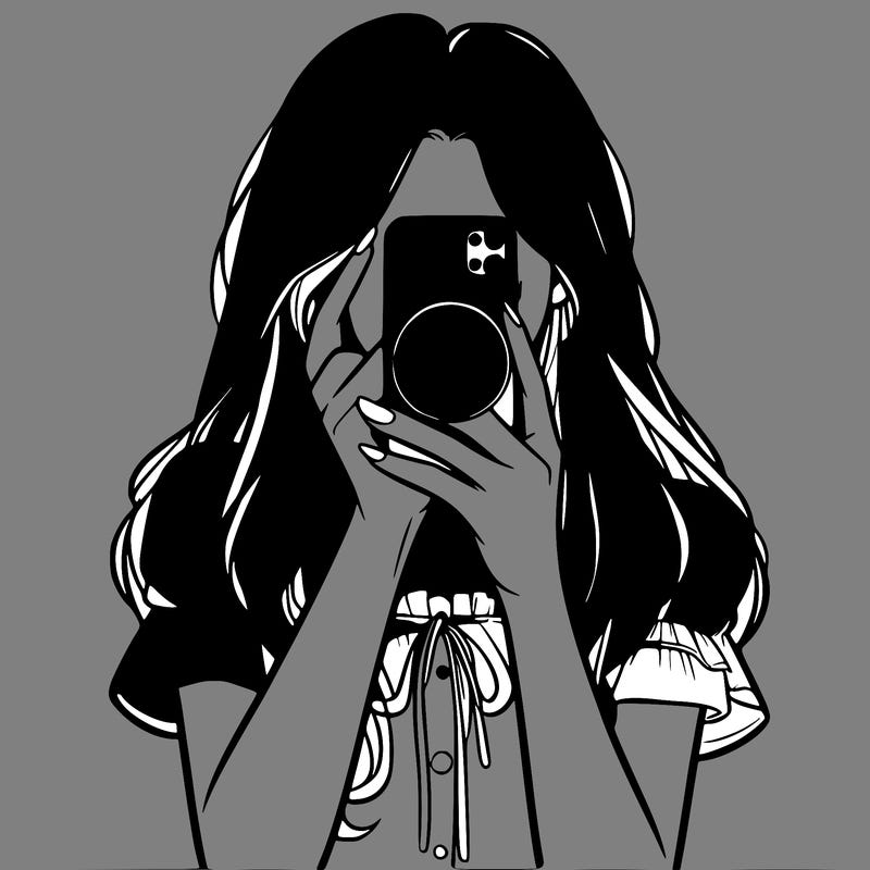 a realistic girl holding her phone taking pictures