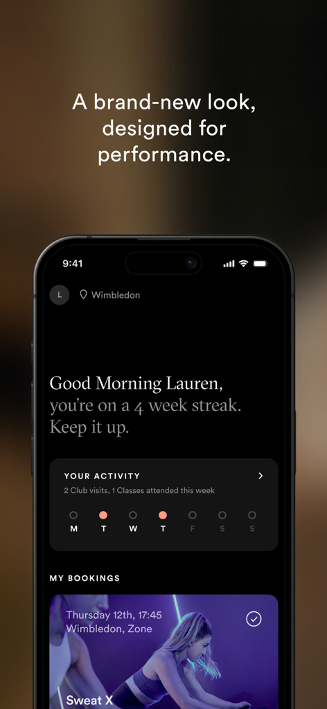 Third Space - Third Space app home screen with activity streak and class bookings