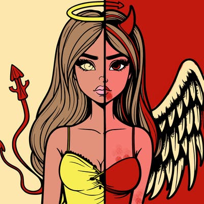 devil vs angel realistic girl