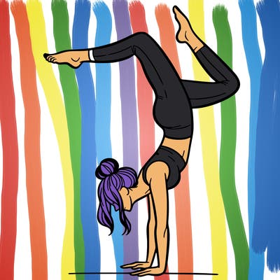 a woman doing a handstand