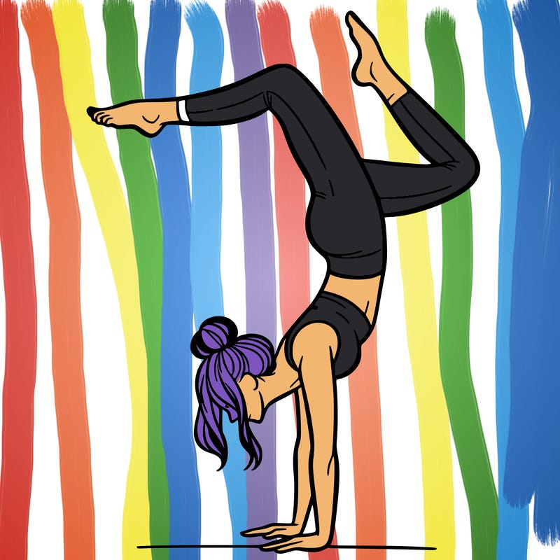 a woman doing a handstand