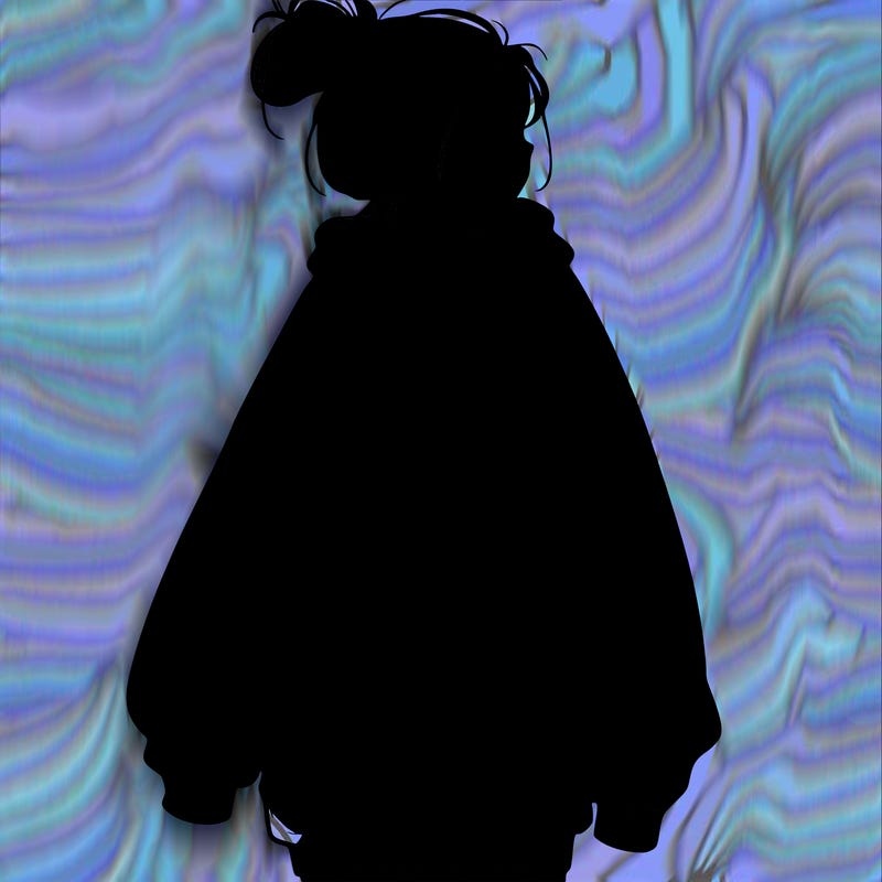 realistic girl with a oversized sweatshirt on and a bun