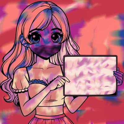 realistic pretty girl holding blank sign