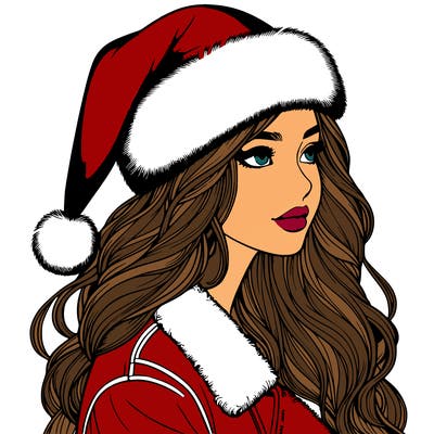 realistic girl in santa hat